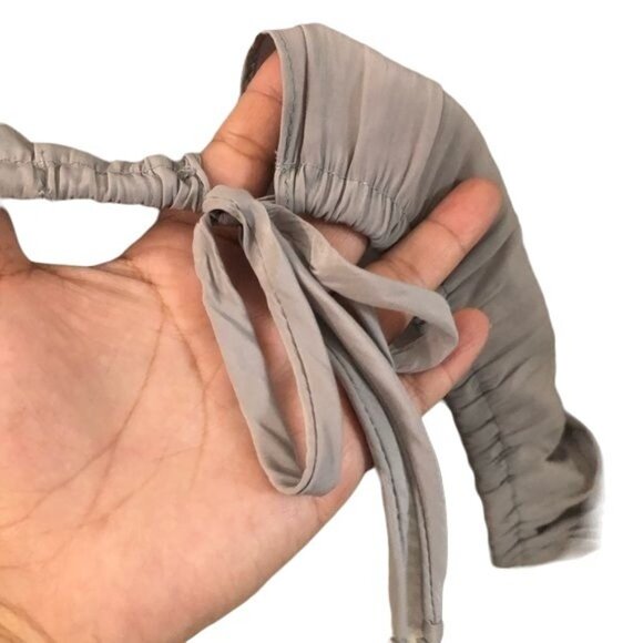 Lola and Sophie Womens Gray Silky Open Tie Back Blouse Top Size Medium - Picture 6 of 7